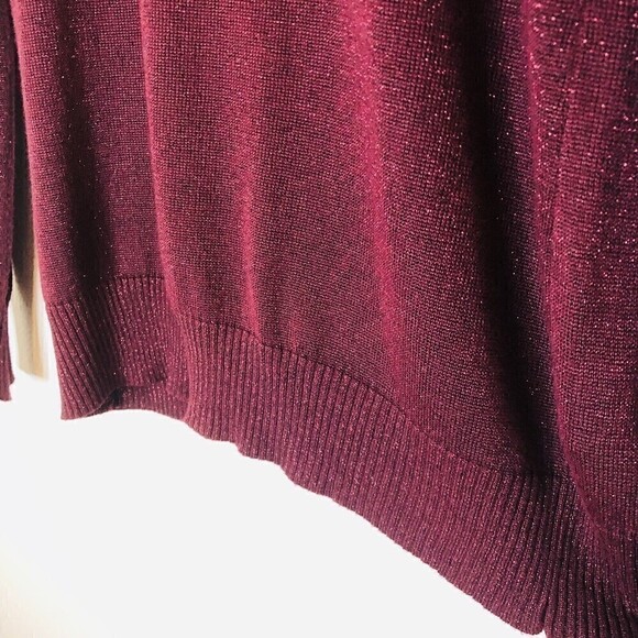 Joseph A. Women's Burgundy / Sparkle Silk Top, Turtle Neck, Size (M) #HB - Picture 4 of 7